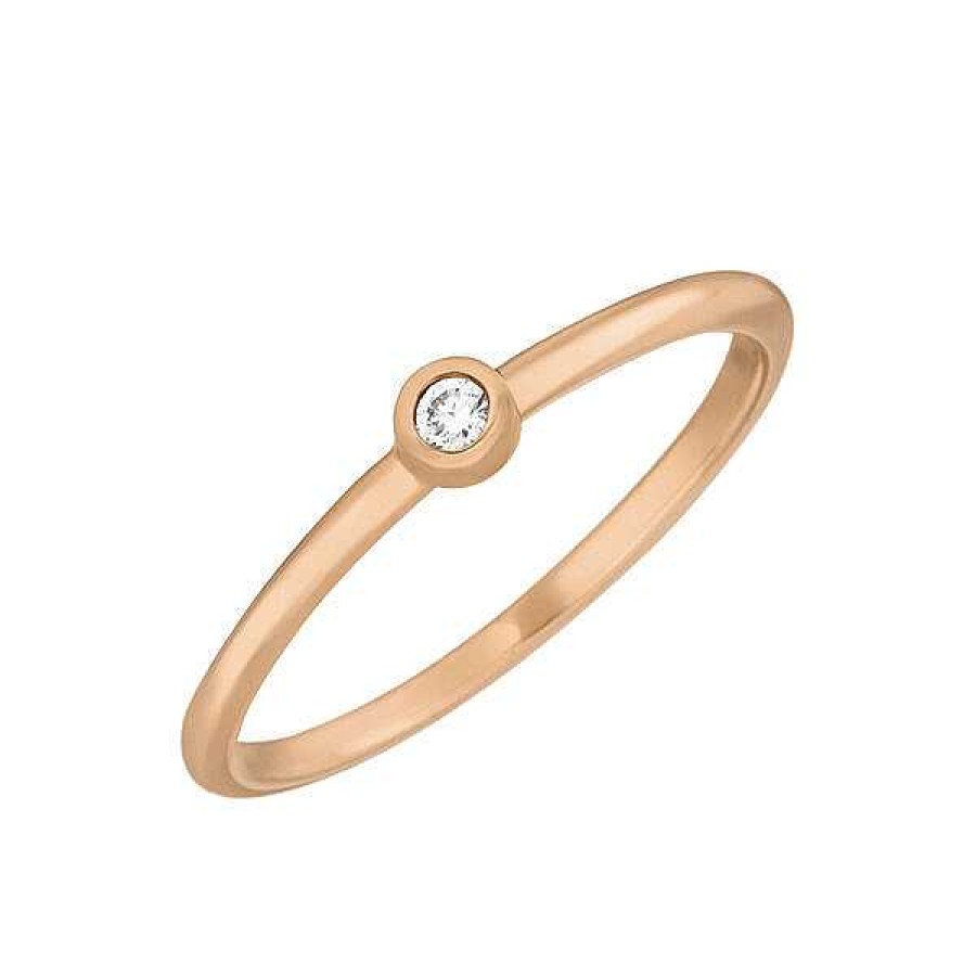 Goldschmuck Leaf Schmuck | Ring "My First Diamond", 14 K Rosegold