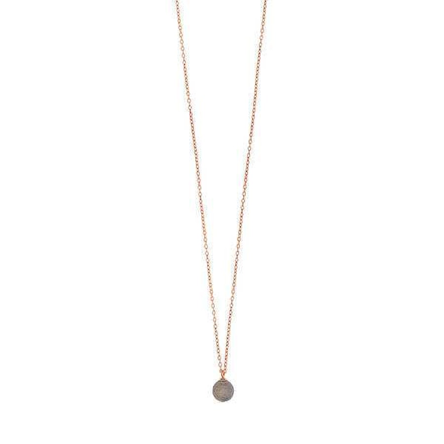 Silberschmuck Leaf Schmuck | Halskette Rain Drop, Labradorit, 18 K Ros Gold Vergoldet