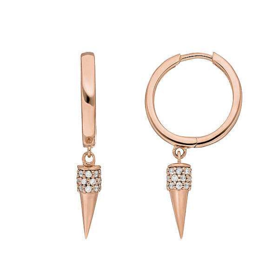 Silberschmuck Leaf Schmuck | Creole Single Stud, 18 K Rosegold Vergoldet