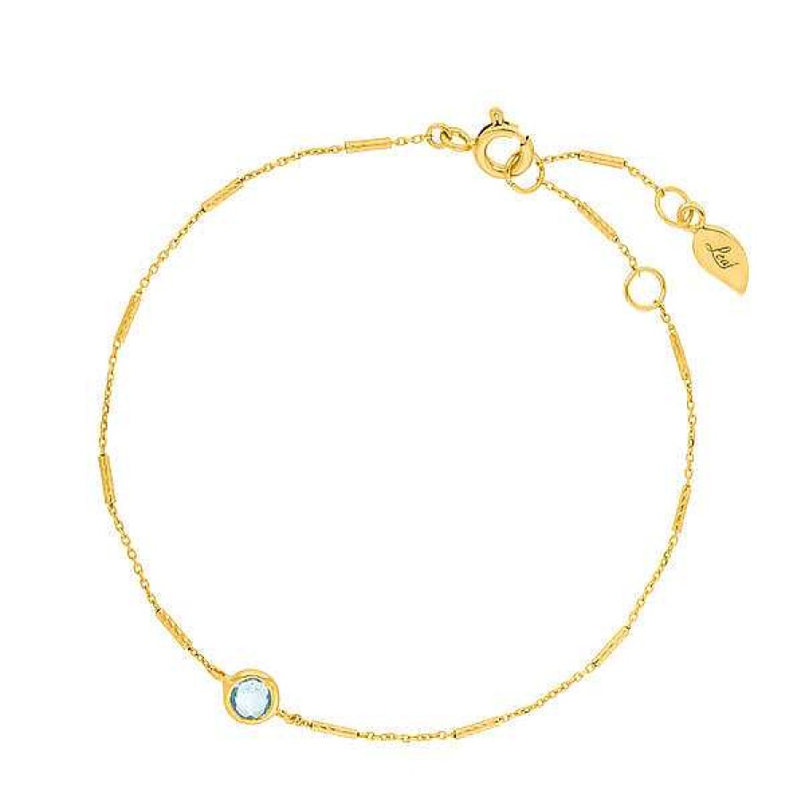 Silberschmuck Leaf Schmuck | Armkette Solit R, Blauer Topaz, 18 K Gelbgold Vergoldet