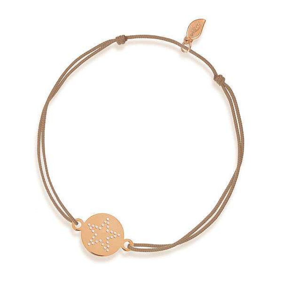 Goldschmuck Leaf Schmuck | Gl Cksb Ndchen Disc Star, 14K Rosegold, Beige