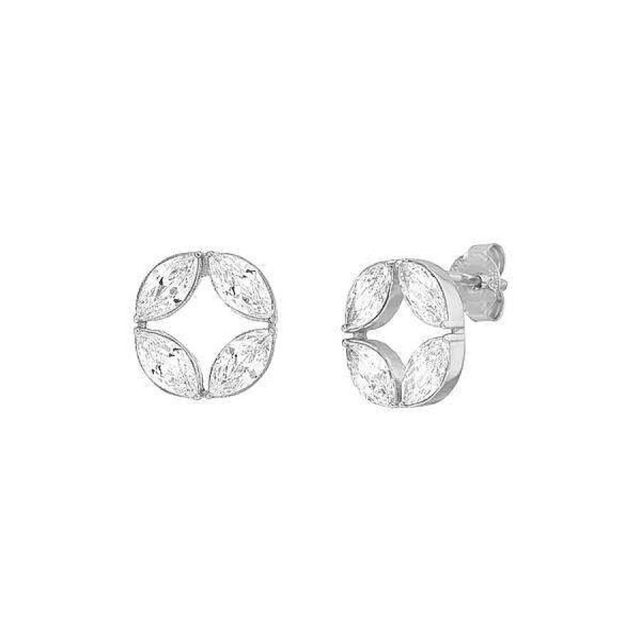 Silberschmuck Leaf Schmuck | Ohrstecker Zirkonia Flower, 925 Sterlingsilber