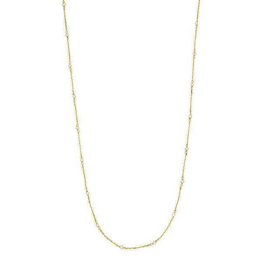 Goldschmuck Leaf Schmuck | Halskette Pearls, 14K Gelbgold