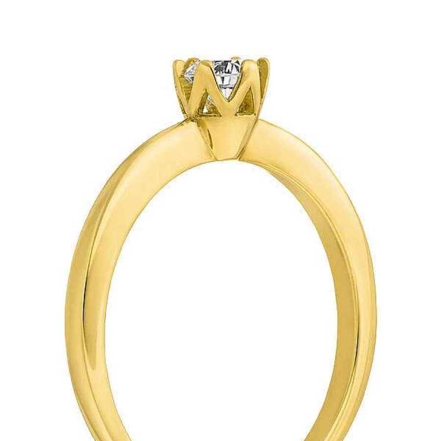 Goldschmuck Leaf Schmuck | Verlobungsring Classic Solitair 0,25Ct, 14K Gelbgold