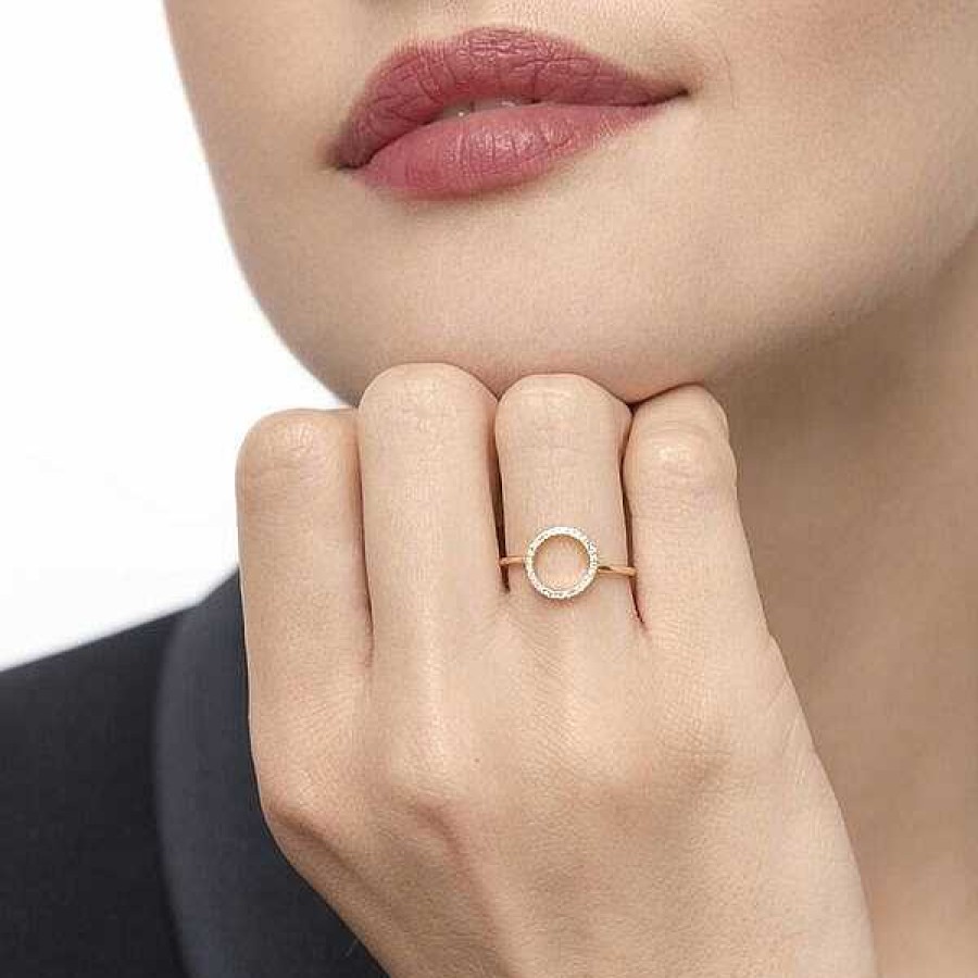 Goldschmuck Leaf Schmuck | Ring Circle Mit Diamanten, 18 K Gelbgold