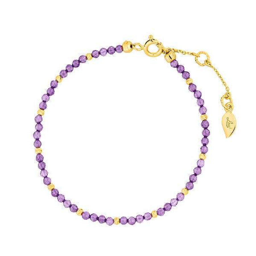 Silberschmuck Leaf Schmuck | Armkette Serenity, Amethyst, 18 K Gelbgold Vergoldet