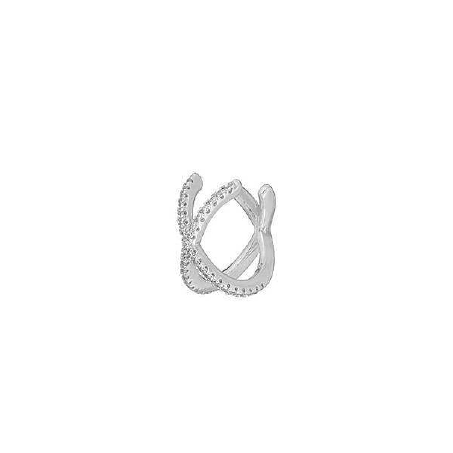 Silberschmuck Leaf Schmuck | Earcuff Cross Cz, 925 Sterlingsilber