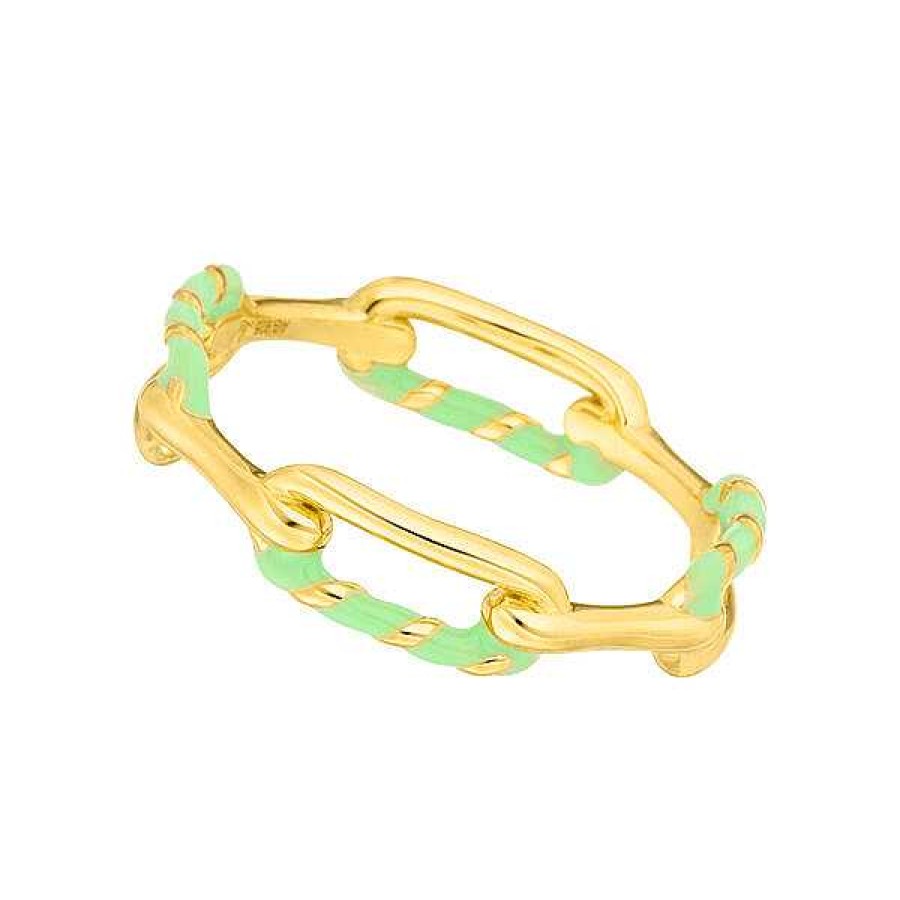 Silberschmuck Leaf Schmuck | Ring Neon Twist, 18 K Gelbgold Vergoldet, Gr N, Gr.54