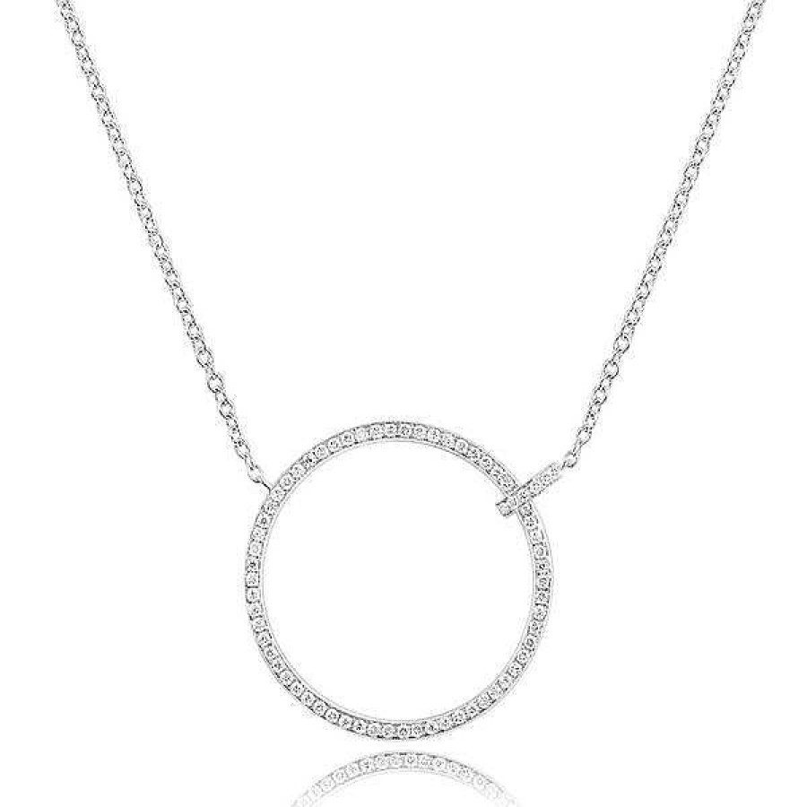 Goldschmuck Leaf Schmuck | Halskette Circle Gro Mit Diamanten, 18 K Wei Gold